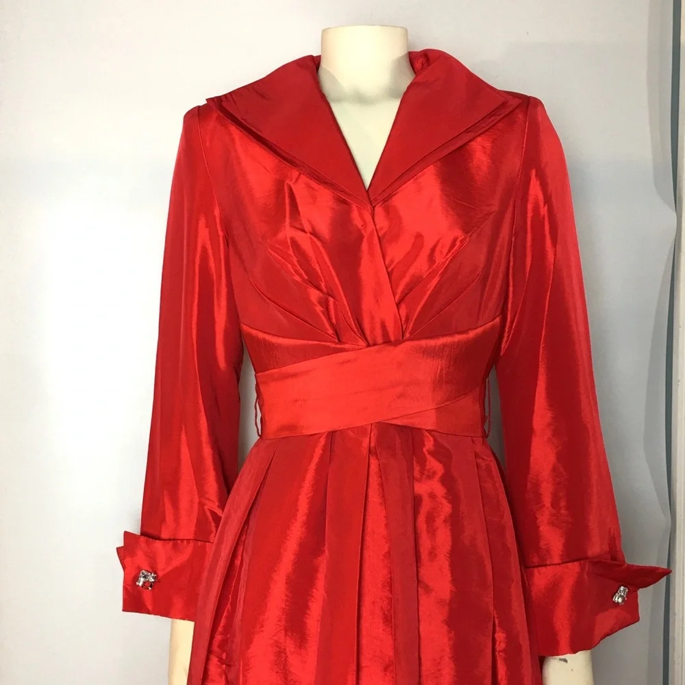 Vintage 1950s Fit & Flare Red Dress Dolman Sleeves - Picture 4 of 7
